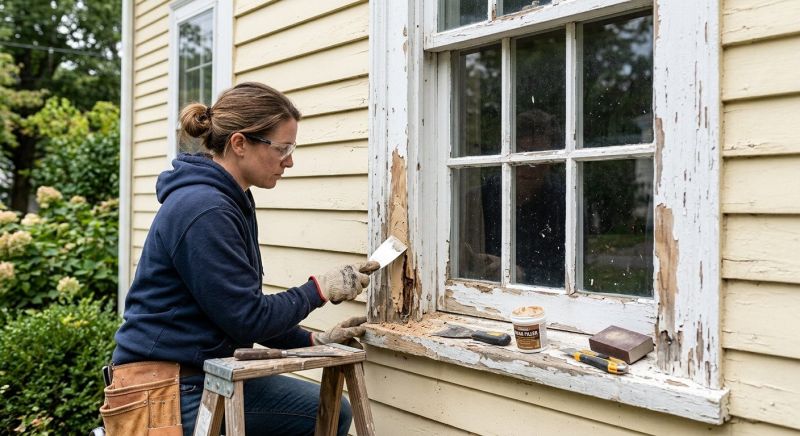 Window Trim Wood Rot Repair